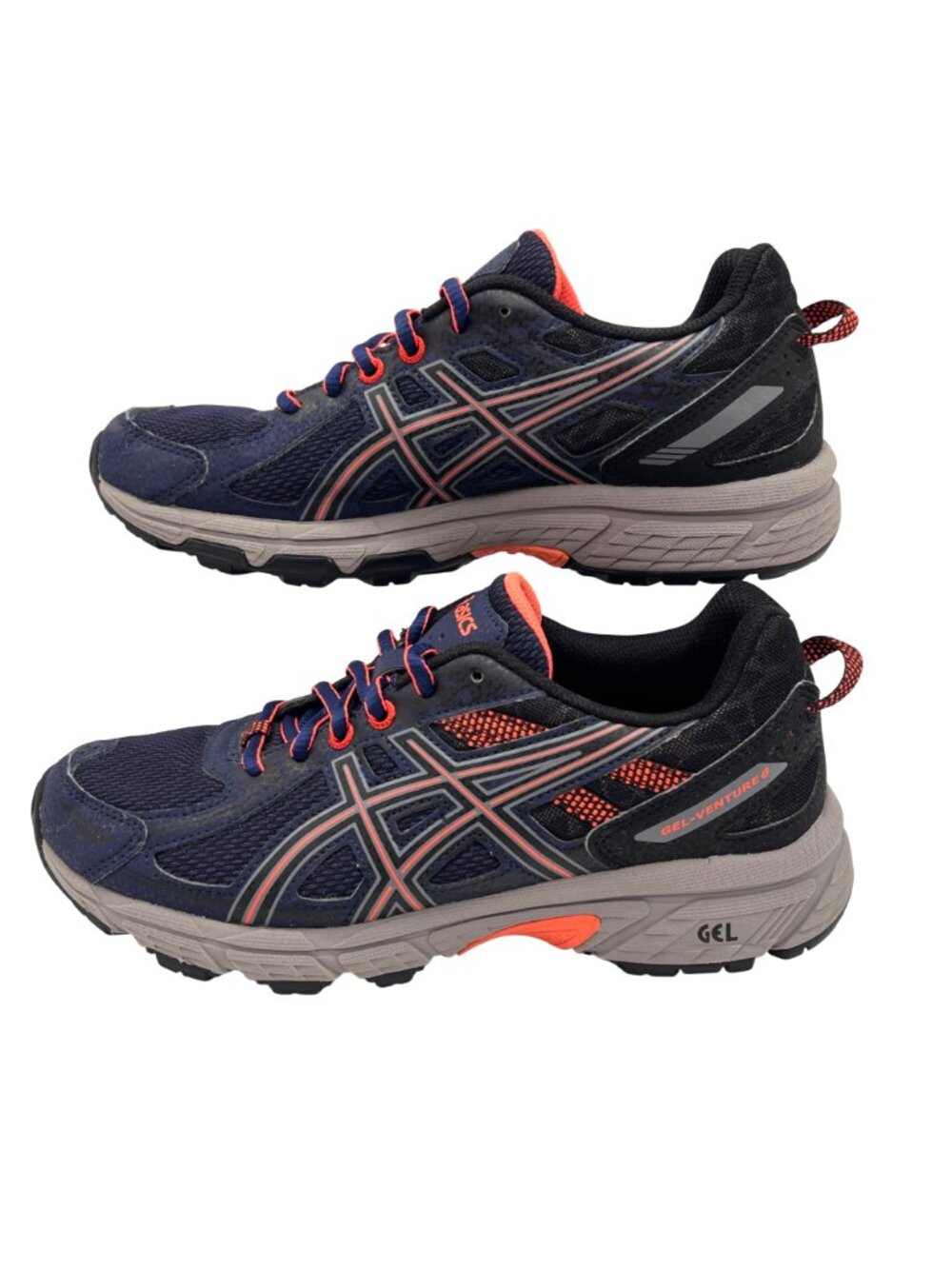 Asics Gel Venture 6 Shoes Womens Size 7 Navy Coral Running Jogging Traction Sole - Picture 2 of 15